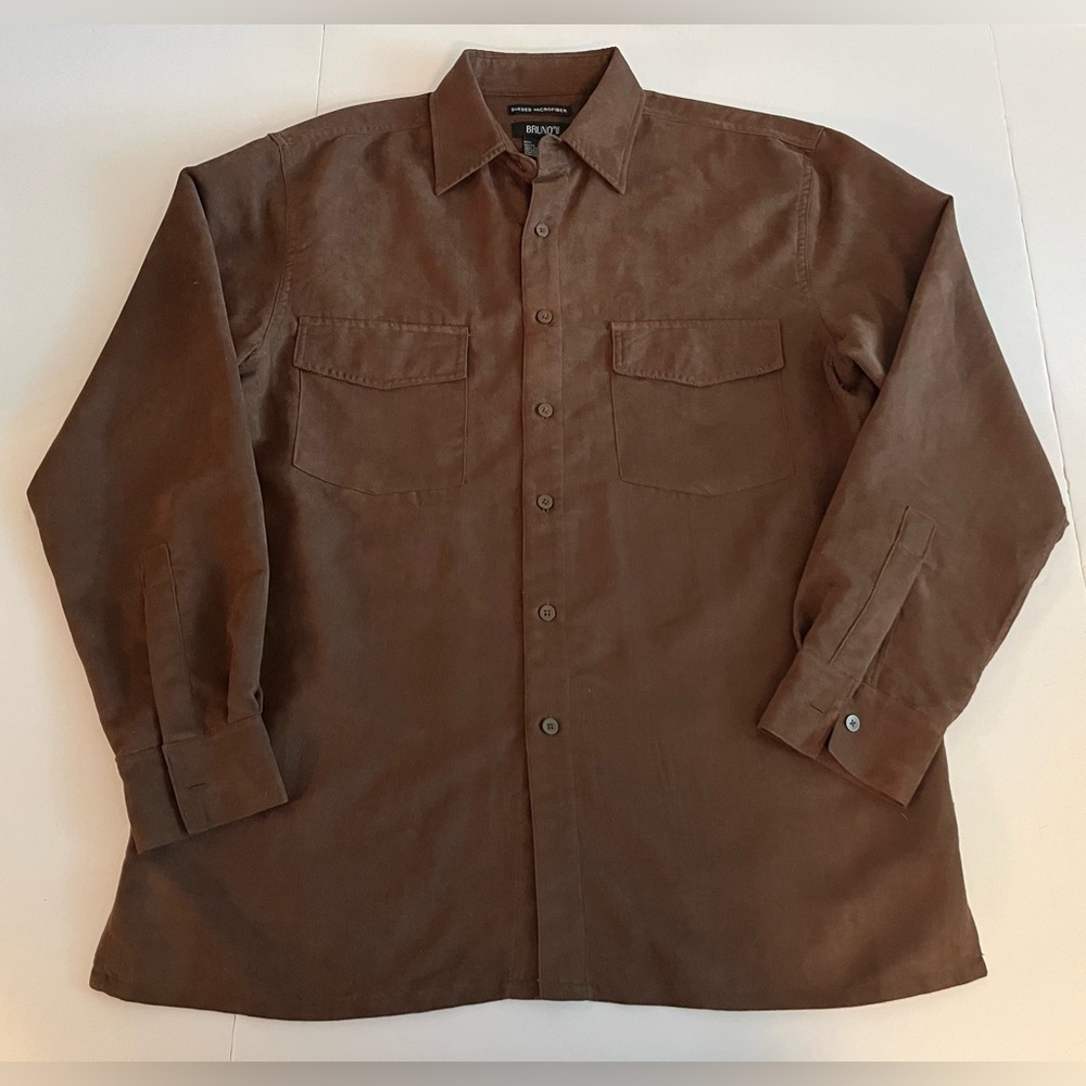 Bruno Vintage Chocolate Brown Faux Suede Shacket Shirt